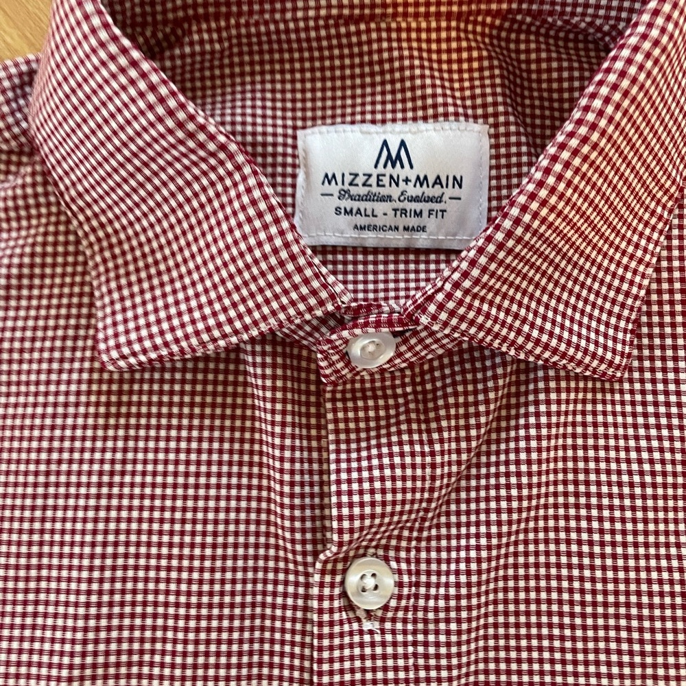 Mizzen+Main Burgundy Checkered Men's Shirt